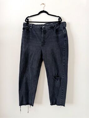 Old Navy Extra High Rise Straight Leg Black Ripped Jeans - Size 20